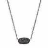 Elisa Pendant Necklace In Black Drusy -Kendra Scott kendra scott elisa gunmetal pendant necklace in black drusy 00 default lg