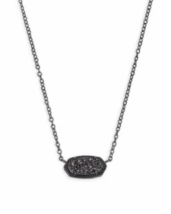 Elisa Pendant Necklace In Black Drusy