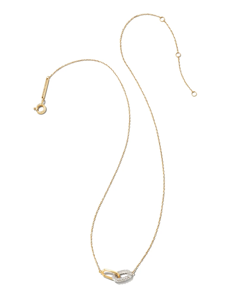 Elisa 14k Yellow Gold Interlocking Pendant Necklace In White Diamond 4 Elisa 14k Yellow Gold Interlocking Pendant Necklace In White Diamond - Image 2