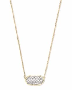 Elisa Pendant Necklace In Pave Diamond And 14k Yellow Gold -Kendra Scott kendra scott elisa necklace 14k yellow gold diamond 01 lg