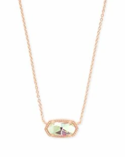 Elisa Rose Gold Pendant Necklace In Dichroic Glass