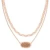 Elisa Rose Gold Multi Strand Necklace In Rose Gold Drusy -Kendra Scott kendra scott elisa necklace rose gold rose gold drusy 00 lg