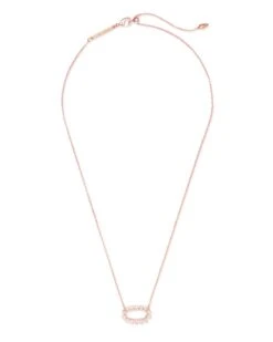 Elisa Open Frame Crystal Pendant In Rose Gold -Kendra Scott kendra scott elisa open frame cz necklace rose gold white cz 01 lg