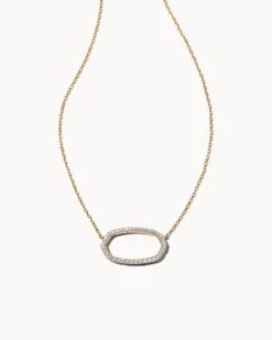 Elisa 14k Yellow Gold Open Frame Pendant Necklace In White Diamond