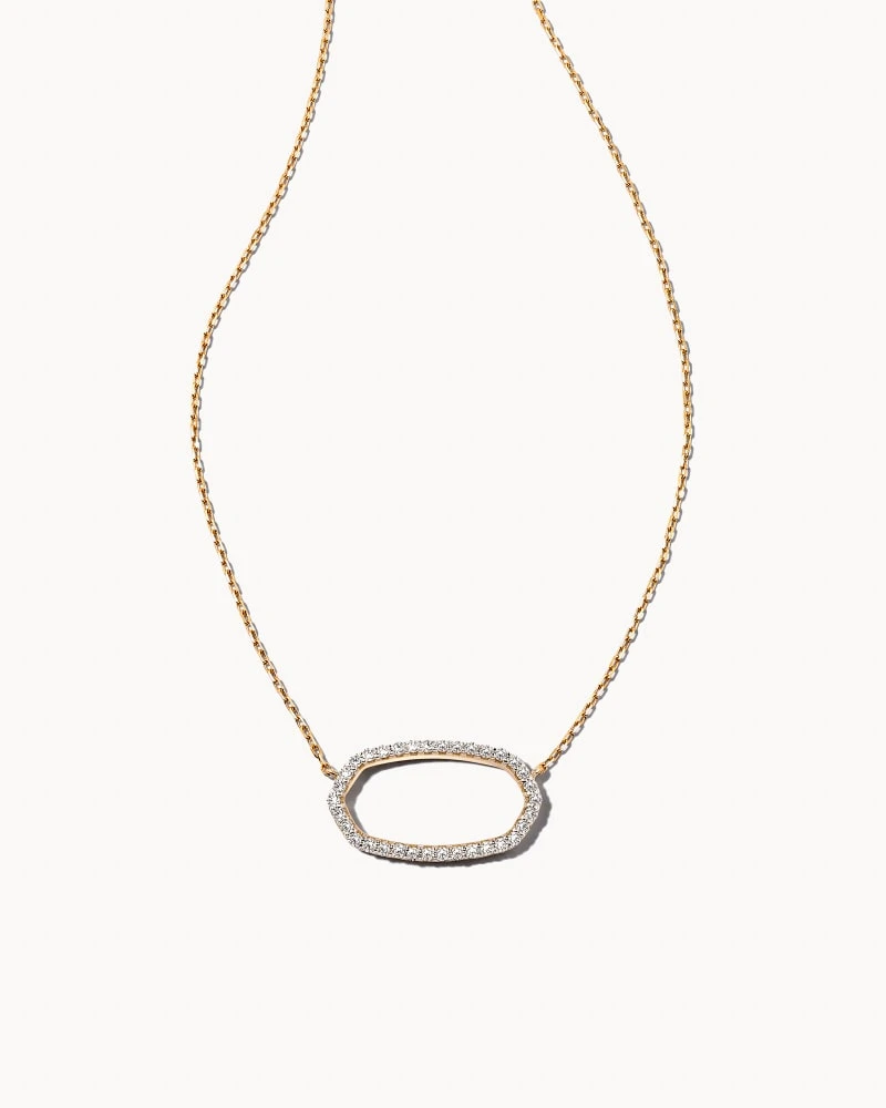 Elisa 14k Yellow Gold Open Frame Pendant Necklace In White Diamond 3 Elisa 14k Yellow Gold Open Frame Pendant Necklace In White Diamond