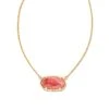 Elisa 18k Gold Vermeil Pendant Necklace In Pink Rhodochrosite -Kendra Scott kendra scott elisa pendant necklace 18k yellow gold vermeil pink rhodochrosite 00