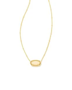 Elisa Gold Satellite Short Pendant Necklace In Yellow Kyocera Opal