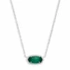 Elisa Silver Pendant Necklace In Emerald Cat's Eye