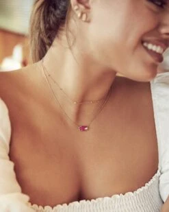 Elisa Sterling Silver Pendant Necklace In Ivory Mother-of-Pearl -Kendra Scott kendra scott elisa stering gold pink quartz necklace lg lg