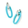 Elle Silver Convertible Link Earrings In Turquoise Magnesite -Kendra Scott kendra scott elle link earrings rhodium turquoise magnesite 00