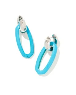 Elle Silver Convertible Link Earrings In Turquoise Magnesite