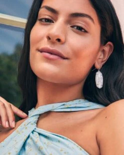 Elle Silver Drop Earrings In Ivory Mother-Of-Pearl -Kendra Scott kendra scott elle statement earrings ivory mother of pearl