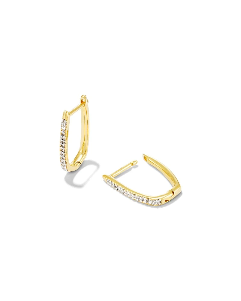Ellen Luxe 18k Gold Vermeil Huggie Earrings In White Sapphire 3 Ellen Luxe 18k Gold Vermeil Huggie Earrings In White Sapphire