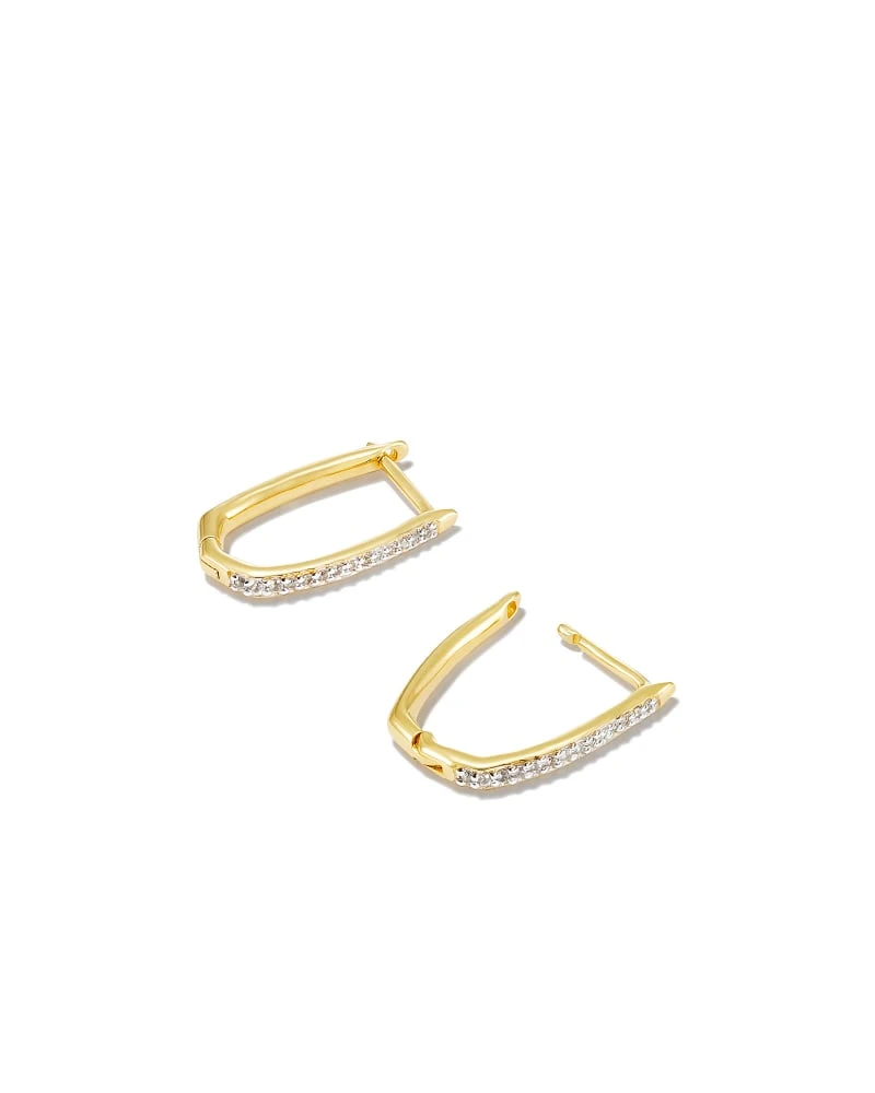 Ellen Luxe 18k Gold Vermeil Huggie Earrings In White Sapphire 5 Ellen Luxe 18k Gold Vermeil Huggie Earrings In White Sapphire - Image 3