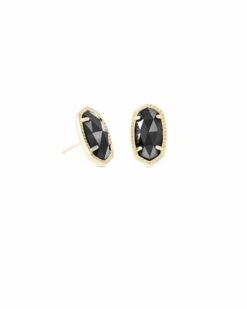 Ellie Gold Stud Earrings In Black