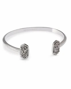 Elton Silver Cuff Bracelet In Platinum Drusy
