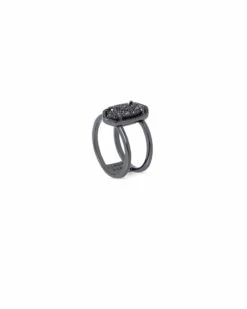 Elyse Gunmetal Ring In Black Drusy -Kendra Scott kendra scott elyse gunmetal band ring in black drusy 01 default lg