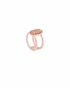 Elyse Rose Gold Ring In Rose Gold Drusy -Kendra Scott kendra scott elyse rose gold band ring in rose gold drusy 01 default lg