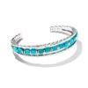Ember Silver Triple Cuff Bracelet In Variegated Turquoise Magnesite -Kendra Scott kendra scott ember triple cuff bracelet rhodium variegated turquoise magnesite 00