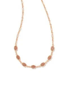 Emilie Rose Gold Strand Necklace In Sand Drusy