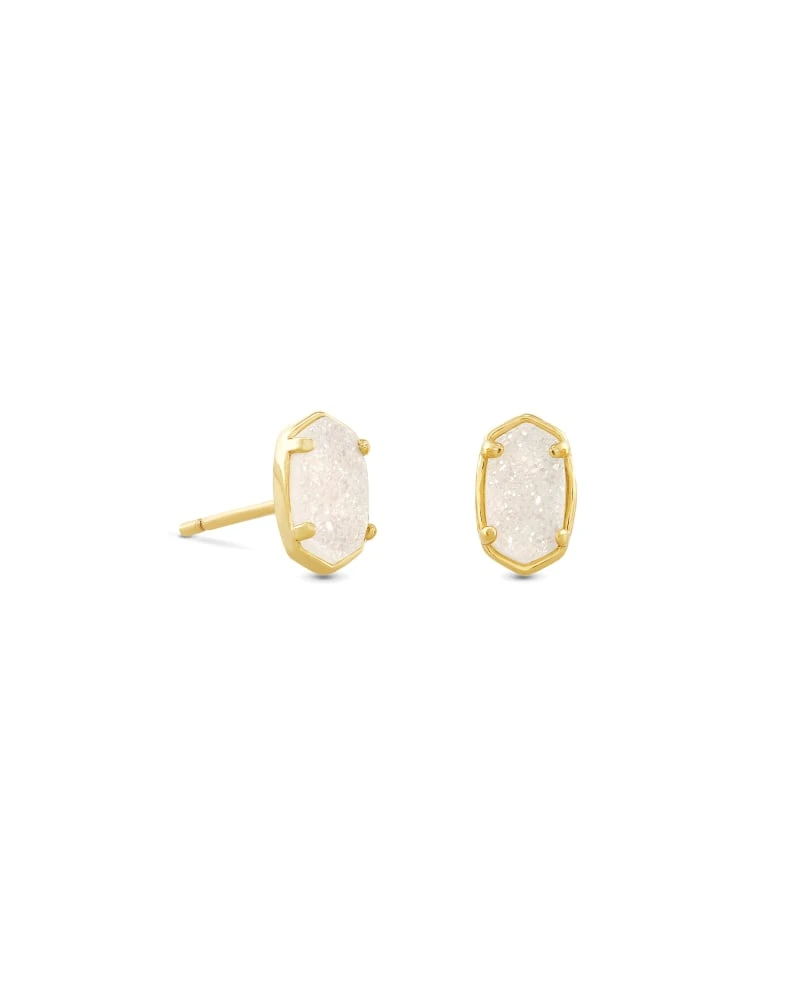 Emilie Gold Stud Earrings In Iridescent Drusy 3 Emilie Gold Stud Earrings In Iridescent Drusy