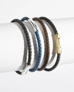 Evans 18k Yellow Gold Vermeil Corded Bracelet In Black Leather -Kendra Scott kendra scott evans bracelet 18k gold vermeil black leather 03 lg