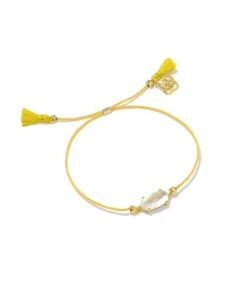 Everlyne Yellow Cord Friendship Bracelet In Dichroic Glass