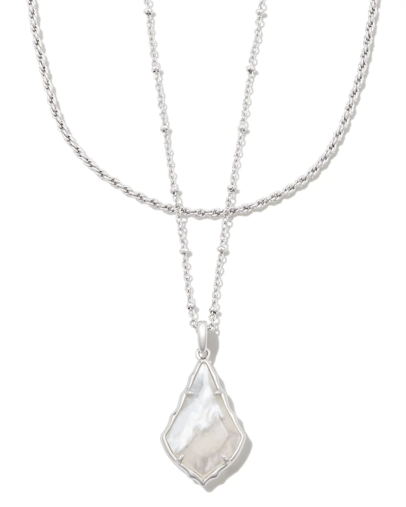 Faceted Alex Silver Convertible Necklace In Ivory Illusion 3 Faceted Alex Silver Convertible Necklace In Ivory Illusion