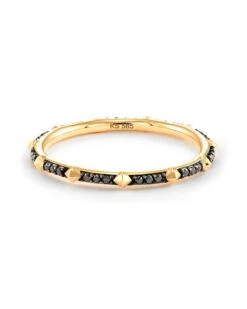 Astrid 14k Yellow Gold Band Ring In Black Diamond