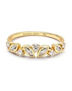 Becca 14k Yellow Gold Band Ring In White Diamond
