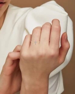 Cross 14k Yellow Gold Band Ring In White Diamond 7 Cross 14k Yellow Gold Band Ring In White Diamond -Kendra Scott kendra scott fine cross ring 14k gold wt diamond 03 lg