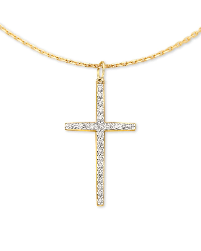 Large Cross 14k Yellow Gold Pendant Necklace In White Diamond 3 Large Cross 14k Yellow Gold Pendant Necklace In White Diamond