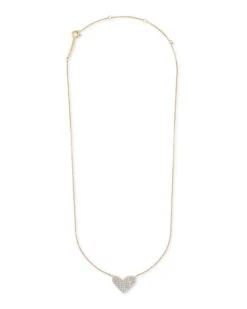 Large Heart 14k Yellow Gold Pendant Necklace In White Diamond -Kendra Scott kendra scott fine lg heart pendant necklace 14k gold wt diamond 01 lg