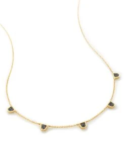 Shannon 14k Yellow Gold Collar Necklace In Black Diamond -Kendra Scott kendra scott fine shannon strand necklace 14k yellow gold black diamond 02 lg