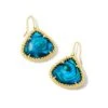 Framed Kendall Gold Large Drop Earrings In Teal Abalone -Kendra Scott kendra scott framed kendall large drop earrings gold blue glass iridescent abalone 00