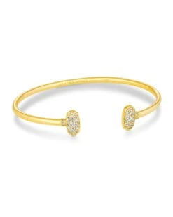 Grayson Gold Cuff Bracelet In White Crystal