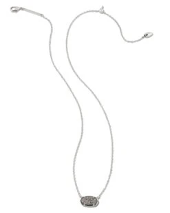 Grayson Silver Pendant Necklace In Platinum Drusy -Kendra Scott kendra scott grayson pendant necklace rhodium platinum drusy 01