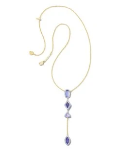 Greta Gold Y Necklace In Lavender Mix -Kendra Scott kendra scott greta y necklace gold lavender mix 01