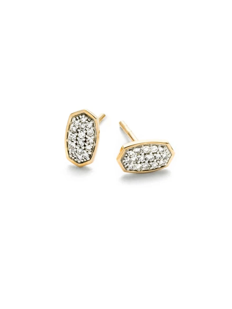 Marisa Stud Earrings In White Diamond And 14k Yellow Gold 3 Marisa Stud Earrings In White Diamond And 14k Yellow Gold