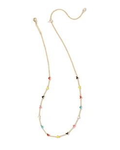 Haven Heart Gold Strand Necklace In Multi Mix -Kendra Scott kendra scott haven heart strand necklace gold multi mix 01 lg