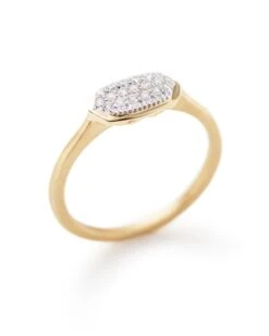 Isa Ring In Pave Diamond And 14k Yellow Gold -Kendra Scott kendra scott isa band ring 14k gold white diamond 01 lg