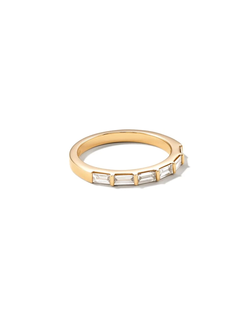 Isabella 14k Yellow Gold Half Eternity Band Ring In White Diamond 3 Isabella 14k Yellow Gold Half Eternity Band Ring In White Diamond