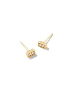 Isabella 14k Yellow Gold Stud Earrings In White Diamond -Kendra Scott kendra scott isabella stud earrings 14k gold white diamond 00