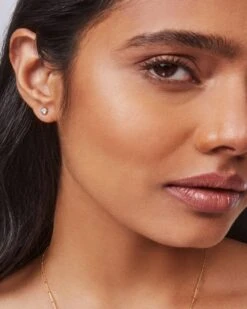 Iva 18k Yellow Gold Vermeil Single Stud Earring In Amethyst -Kendra Scott kendra scott iva 18k yellow gold vermeil single stud earring blue topaz