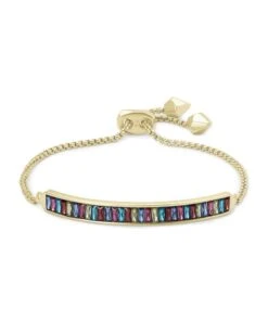 Jack Adjustable Gold Chain Bracelet In Multi Crystal
