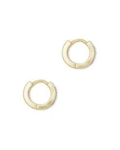 Jack Gold Huggie Earrings In White Crystal -Kendra Scott kendra scott jack huggie earring gold white cz 01 lg
