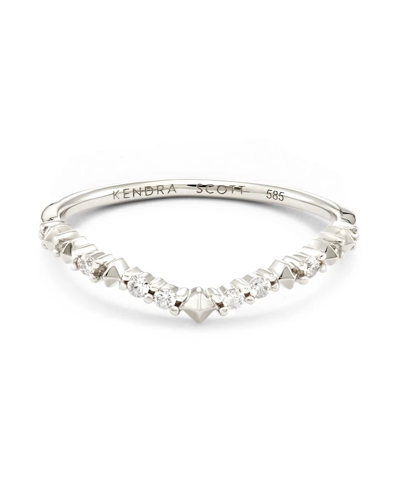 Jaclyn 14k White Gold Band Ring In White Diamond 3 Jaclyn 14k White Gold Band Ring In White Diamond