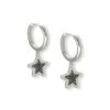 Jae Star Silver Huggie Earrings In Platinum Drusy