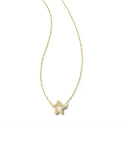 Jae Gold Star Small Short Pendant Necklace In Ivory Mother-of-Pearl
