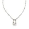 Jess Small Lock Chain Necklace In Silver -Kendra Scott kendra scott jess small locket and chain necklace rhodium 00